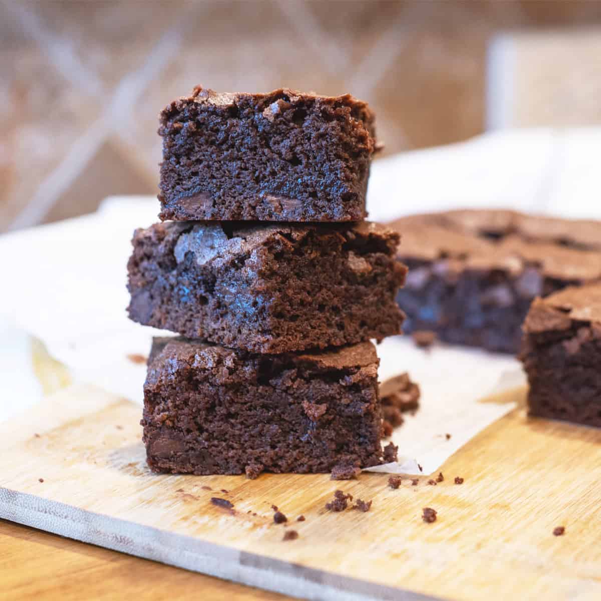 Close-up of the soft, cakey texture inside a deep dish brownie