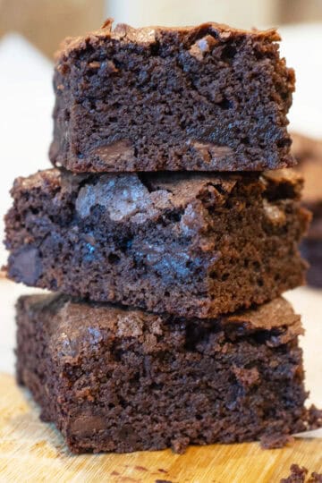 Close-up of the soft, cakey texture inside a deep dish brownie