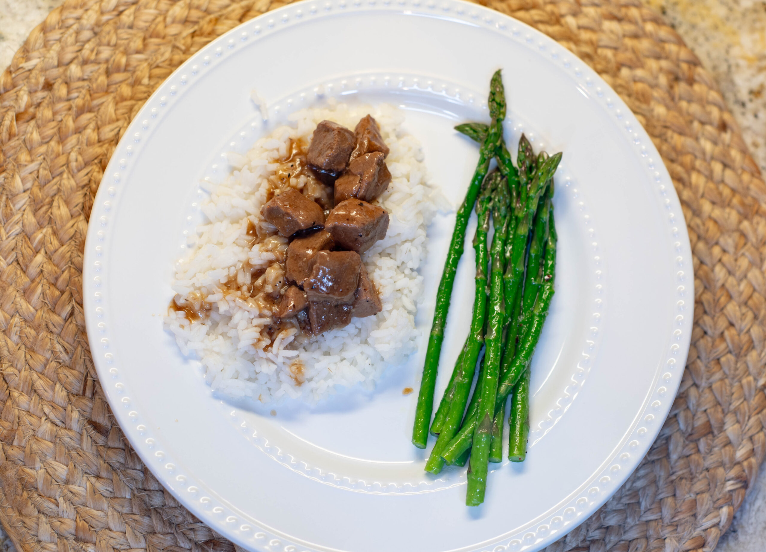 Braised Sirloin Tips and Rice