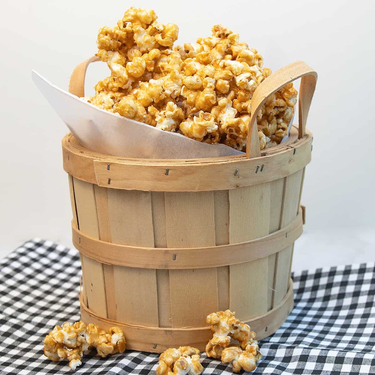 bucket of sweet crunchy caramel corn