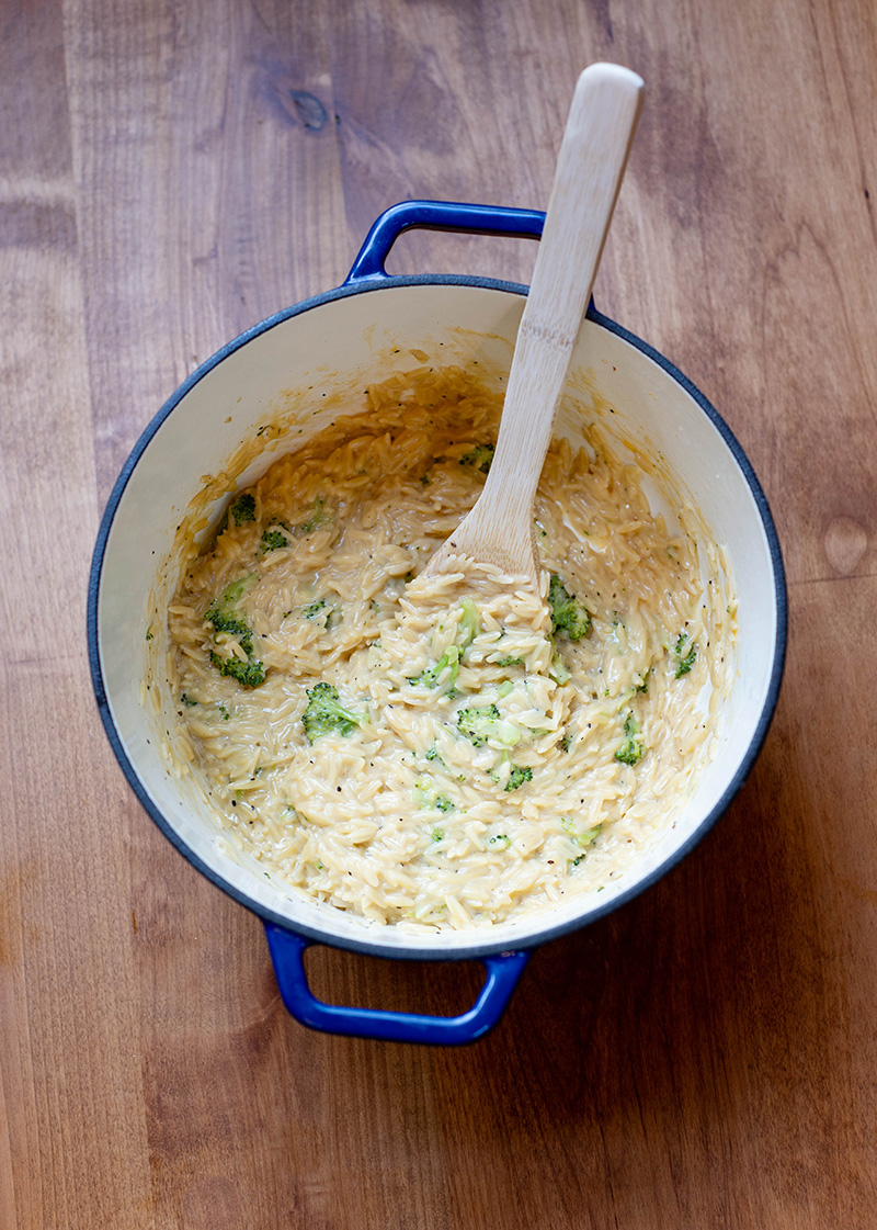 Cheesy Orzo with Broccoli