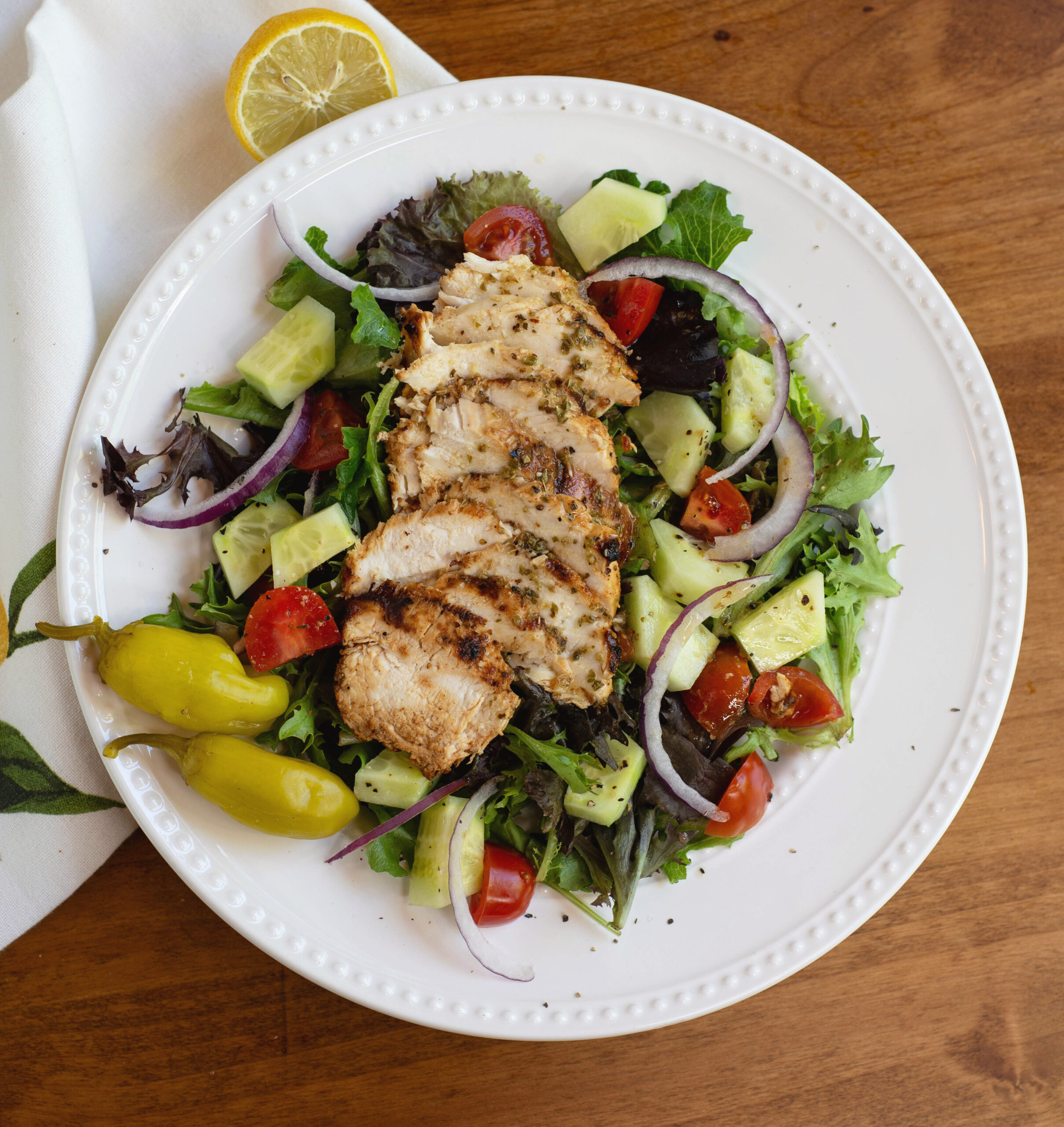 Greek Inspired Grilled Chicken Salad