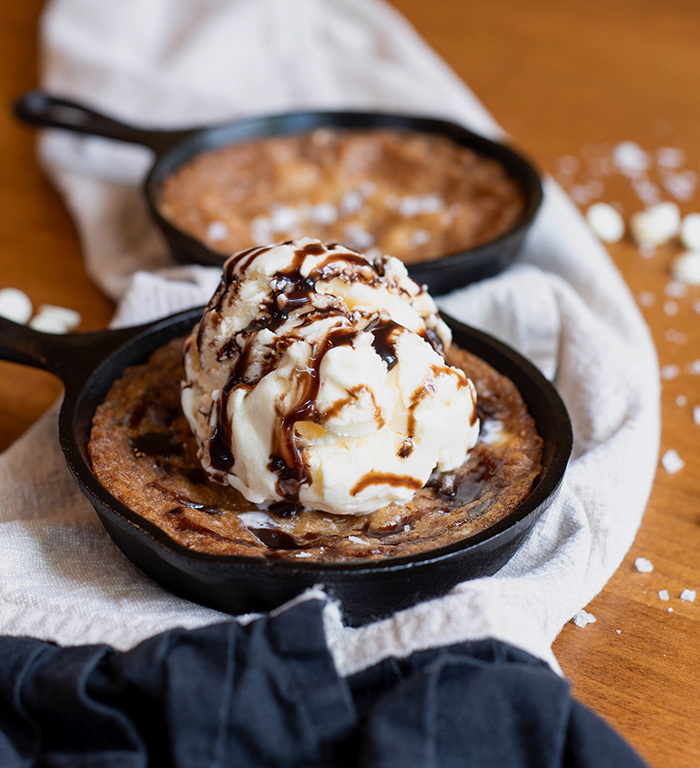 White Chocolate Macadamia Nut Skillet Cookies