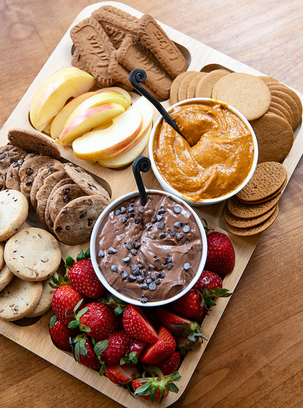 Fall Snack Board with Pumpkin Dip & Nutella Dip