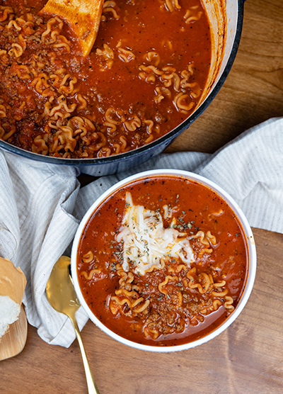 Lasagna Soup with Protein Pasta