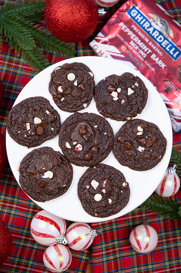 Double Chocolate Peppermint Bark Cookies 