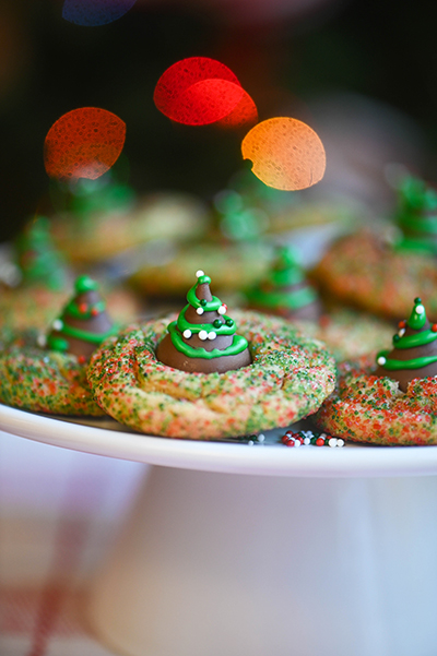 Peanut Butter Christmas Tree Kiss Cookies