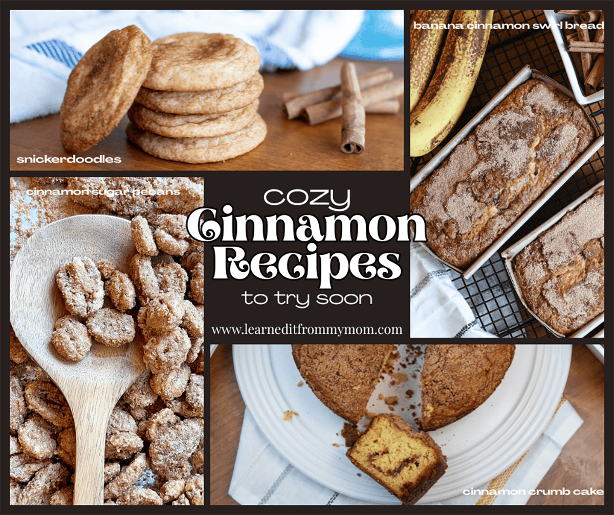 4 pictures of recipes featuring cinnamon
