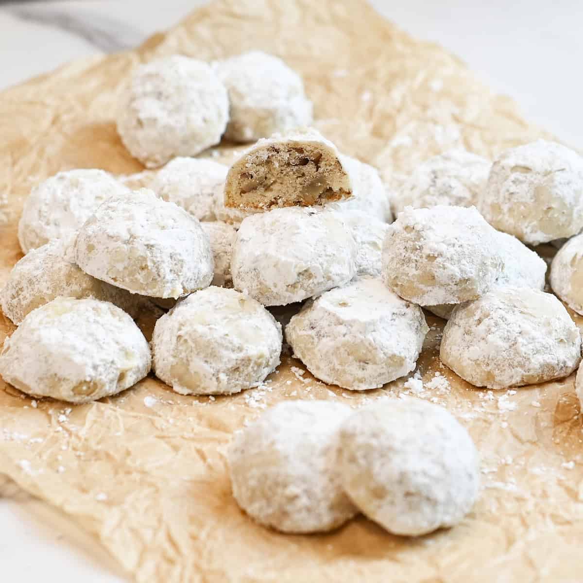 Mound of Snowball Cookies ready to eat!